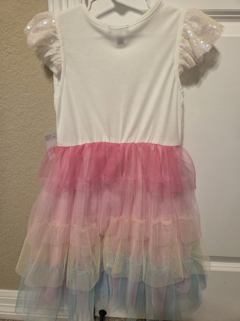 Girls' Pink Sequin Birthday Cake Tulle Party Costume Dress - Picture 5 of 5